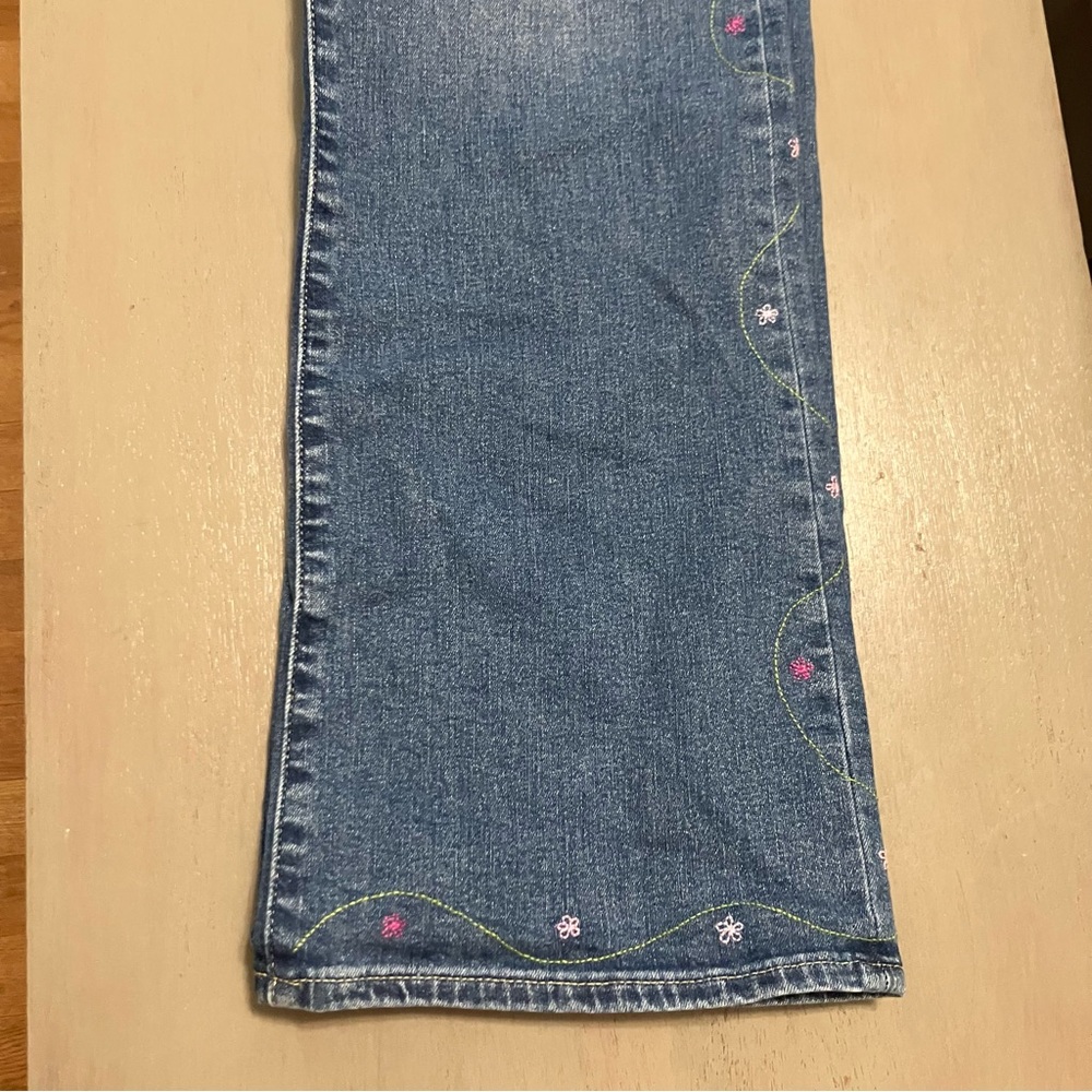 GAP Baby boot jeans w added hand embroidered flowers